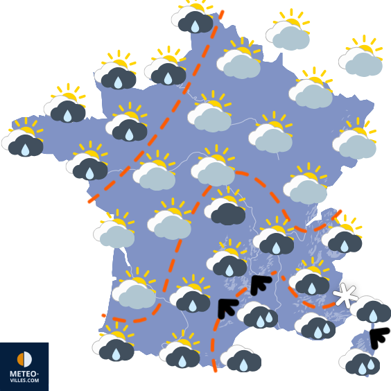 Carte de prévisions du temps du Dimanche 14 décembre 2025