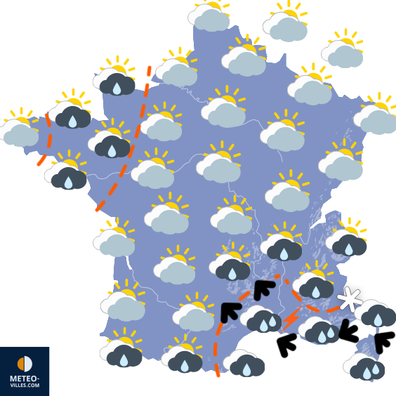 Carte de prévisions du temps du Lundi 15 décembre 2025