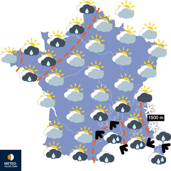 Carte de prévisions du temps du Mardi 16 décembre 2025
