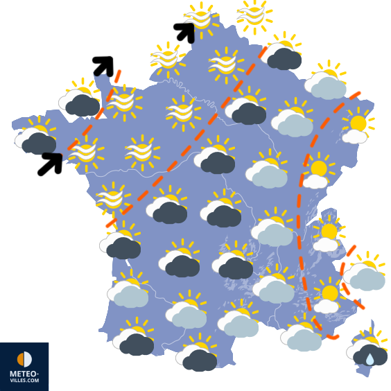 Carte de prévisions du temps du Samedi 13 décembre 2025
