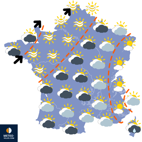 Carte de prévisions du temps du Samedi 13 décembre 2025
