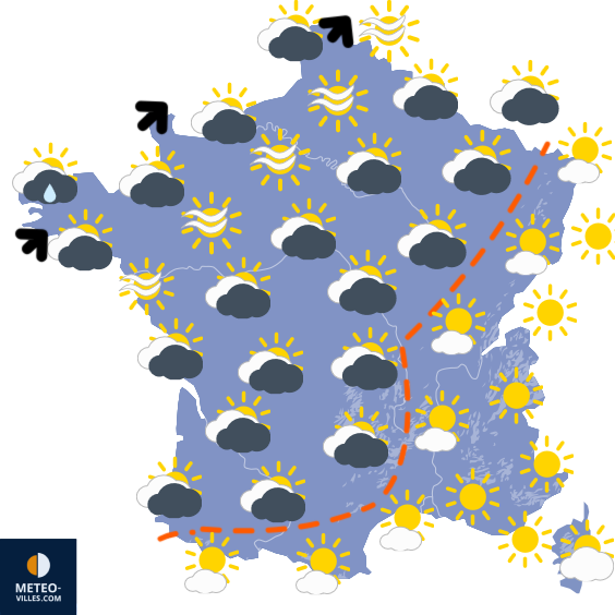 Carte de prévisions du temps du Mardi 16 décembre 2025