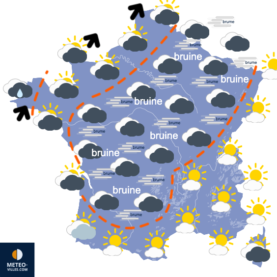 Carte de prévisions du temps du Mardi 16 décembre 2025