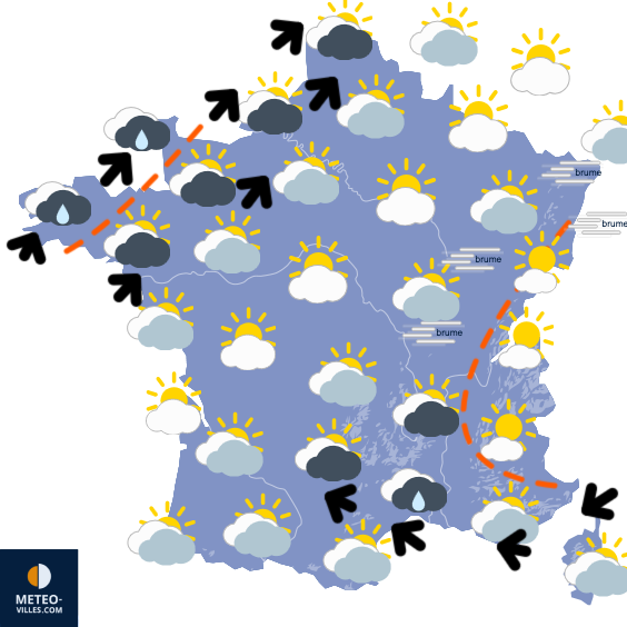Carte de prévisions du temps du Samedi 13 décembre 2025
