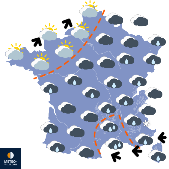 Carte de prévisions du temps du Samedi 13 décembre 2025