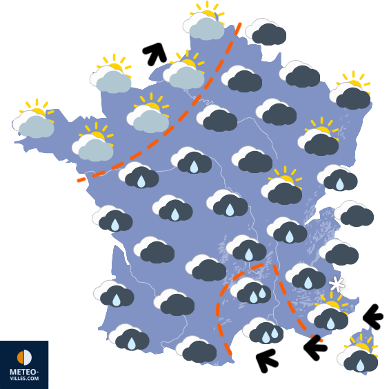 Carte de prévisions du temps du Dimanche 14 décembre 2025