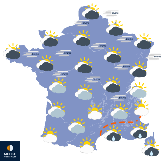 Carte de prévisions du temps du Samedi 13 décembre 2025