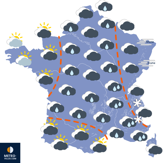 Carte de prévisions du temps du Dimanche 21 décembre 2025