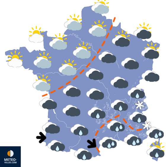 Carte de prévisions du temps du Dimanche 21 décembre 2025