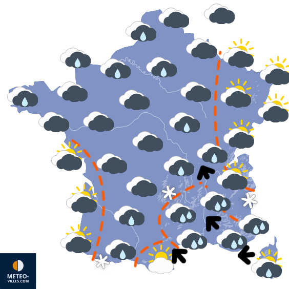 Carte de prévisions du temps du Dimanche 21 décembre 2025