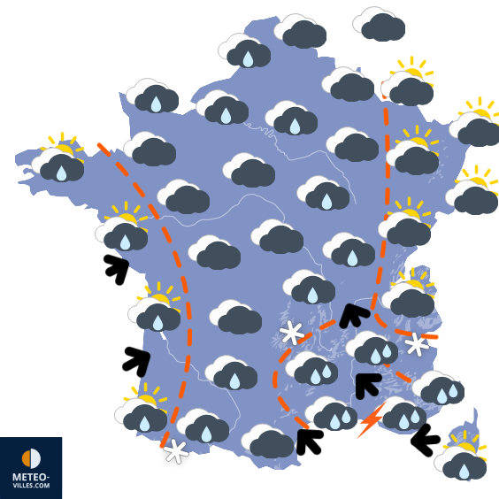 Carte de prévisions du temps du Mercredi 17 décembre 2025