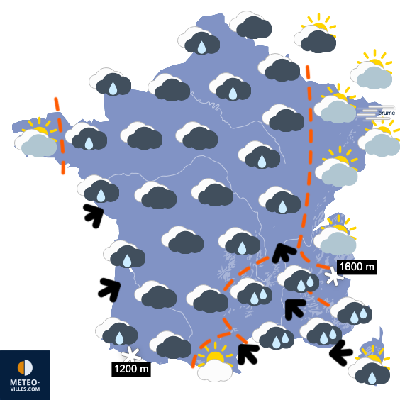 Carte de prévisions du temps du Vendredi 19 décembre 2025