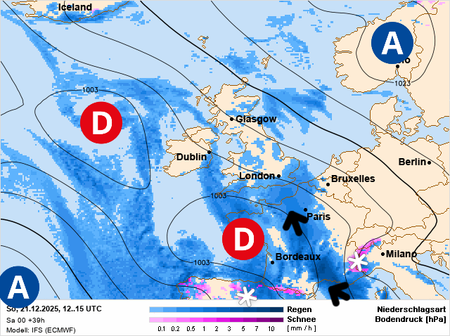 Carte de prévisions d'europe du Dimanche 21 décembre 2025