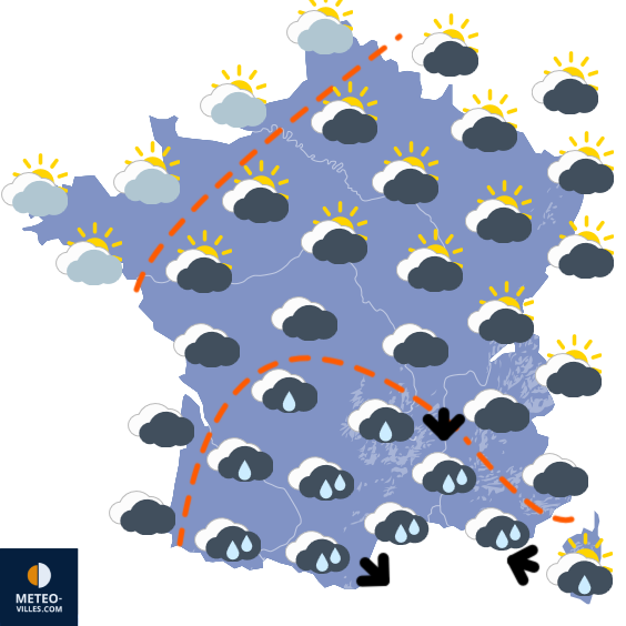 Carte de prévisions du temps du Mardi 16 décembre 2025
