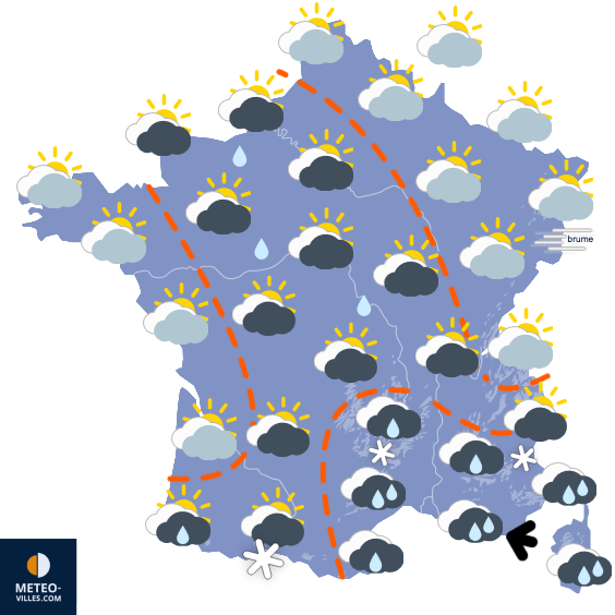 Carte de prévisions du temps du Mercredi 17 décembre 2025