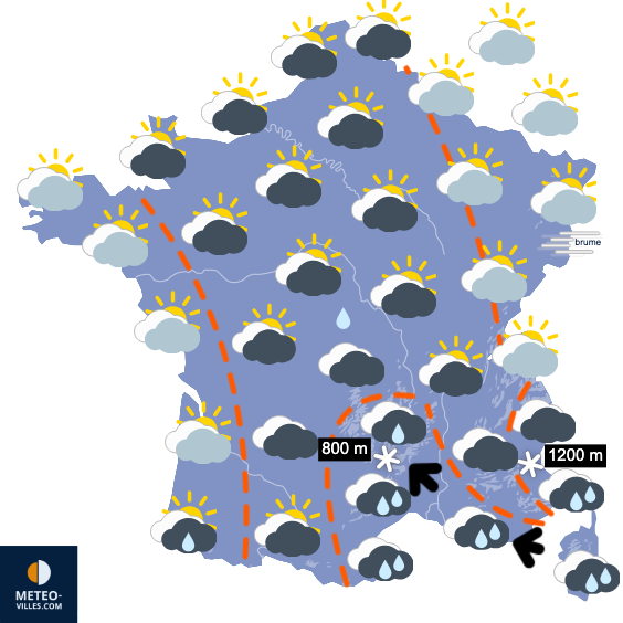 Carte de prévisions du temps du Vendredi 19 décembre 2025