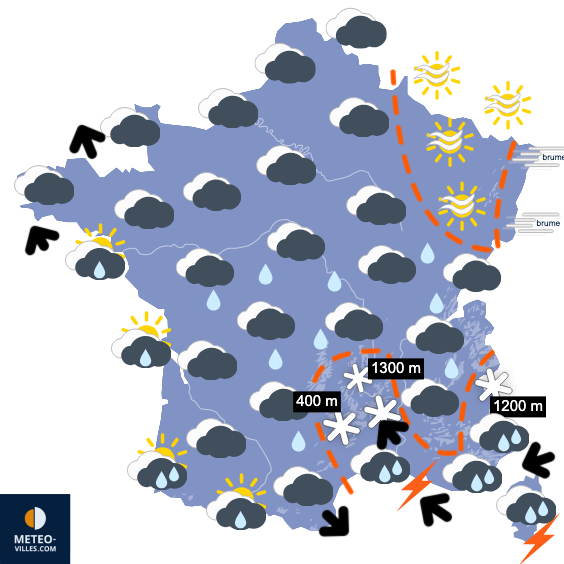 Carte de prévisions du temps du Dimanche 21 décembre 2025