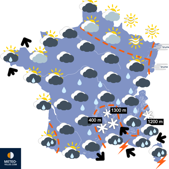 Carte de prévisions du temps du Lundi 22 décembre 2025