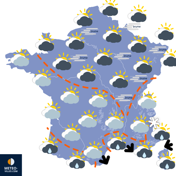 Carte de prévisions du temps du Mercredi 17 décembre 2025