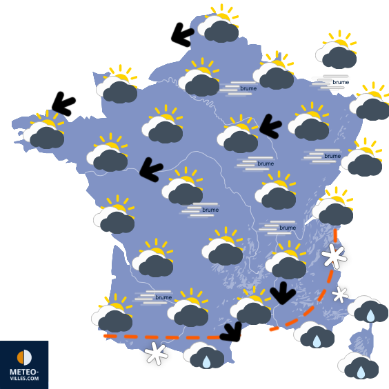 Carte de prévisions du temps du Vendredi 19 décembre 2025