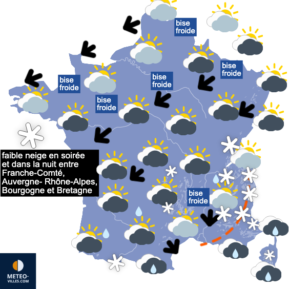 Carte de prévisions du temps du Lundi 22 décembre 2025