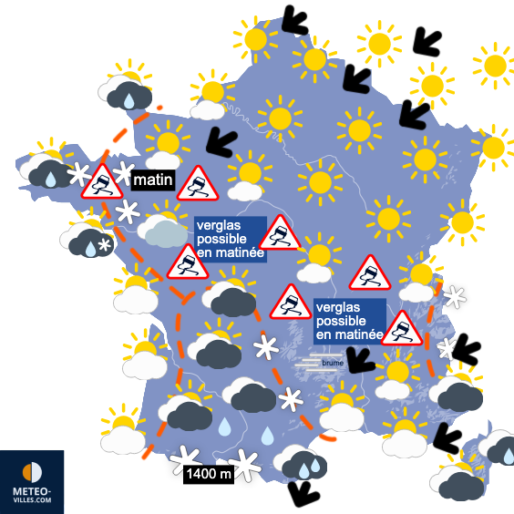 Carte de prévisions du temps du Mercredi 24 décembre 2025