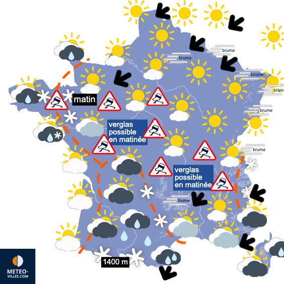 Carte de prévisions du temps du Jeudi 25 décembre 2025
