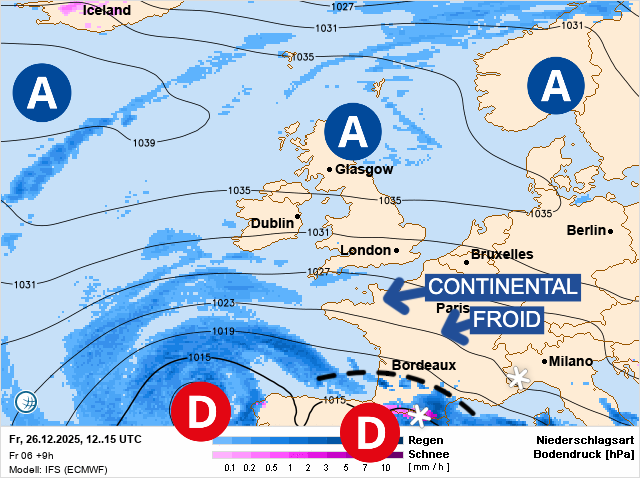 Carte de prévisions d'europe du Friday, December 26, 2025