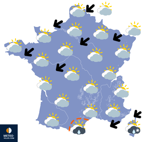 Carte de prévisions du temps du Samedi 27 décembre 2025