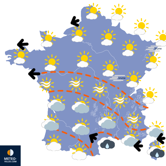 Carte de prévisions du temps du Samedi 27 décembre 2025