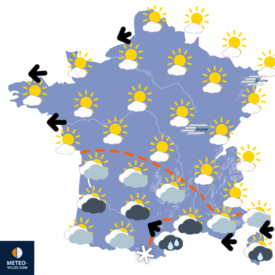 Carte de prévisions du temps du Mardi 23 décembre 2025