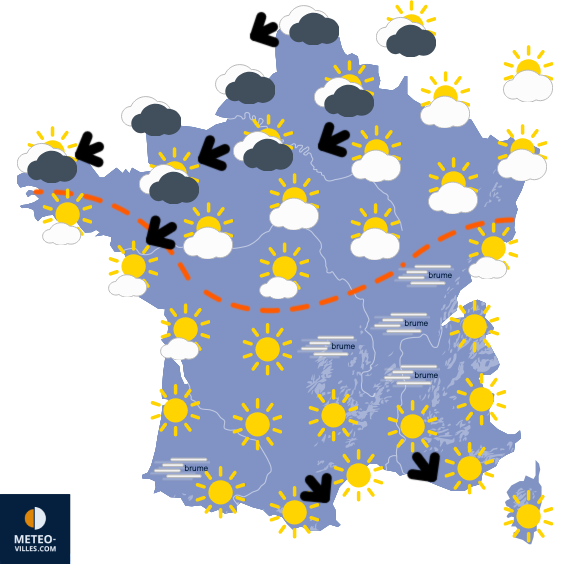 Carte de prévisions du temps du Dimanche 28 décembre 2025