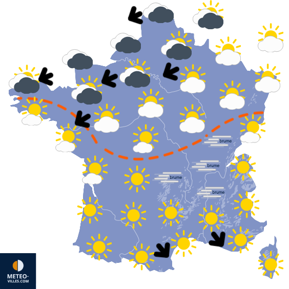 Carte de prévisions du temps du Dimanche 28 décembre 2025