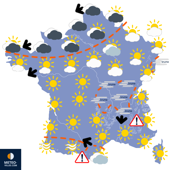 Carte de prévisions du temps du Samedi 27 décembre 2025