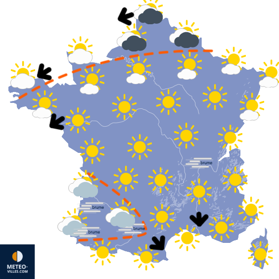 Carte de prévisions du temps du Mercredi 24 décembre 2025
