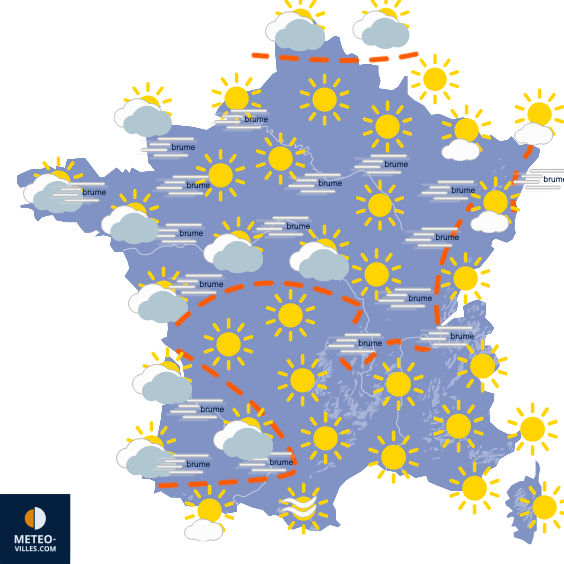 Carte de prévisions du temps du Dimanche 28 décembre 2025