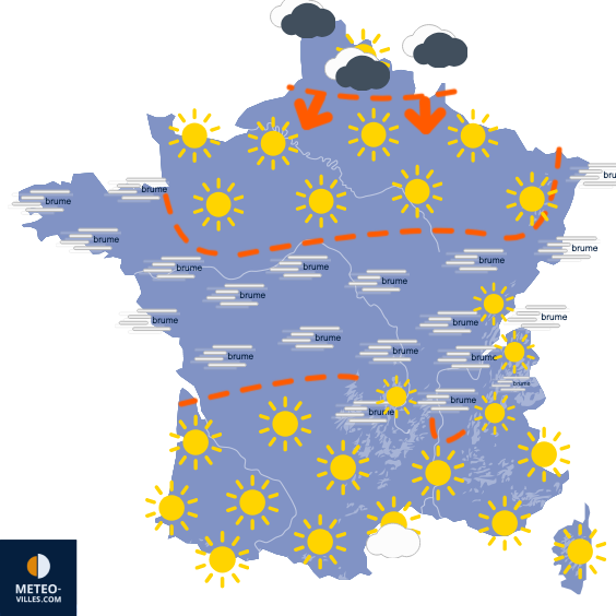 Carte de prévisions du temps du Lundi 29 décembre 2025