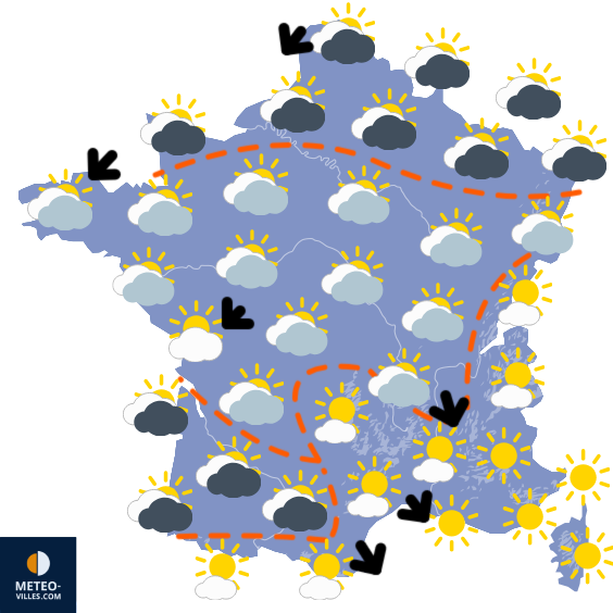 Carte de prévisions du temps du Mercredi 24 décembre 2025