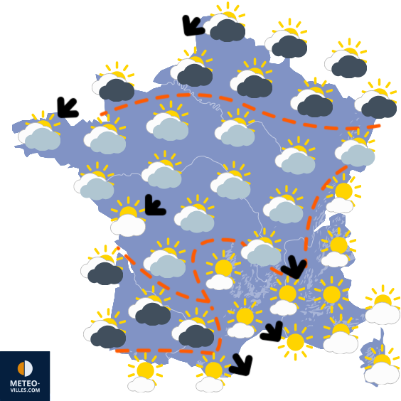 Carte de prévisions du temps du Jeudi 25 décembre 2025