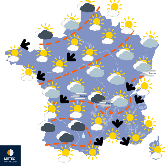 Carte de prévisions du temps du Lundi 29 décembre 2025