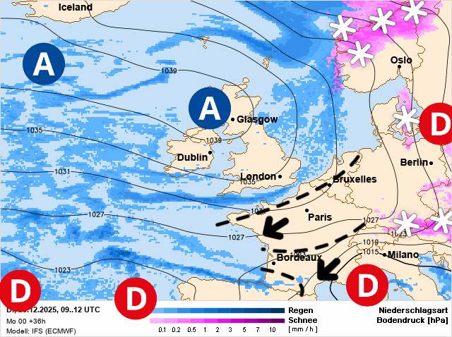Carte de prévisions d'europe du Mardi 30 décembre 2025