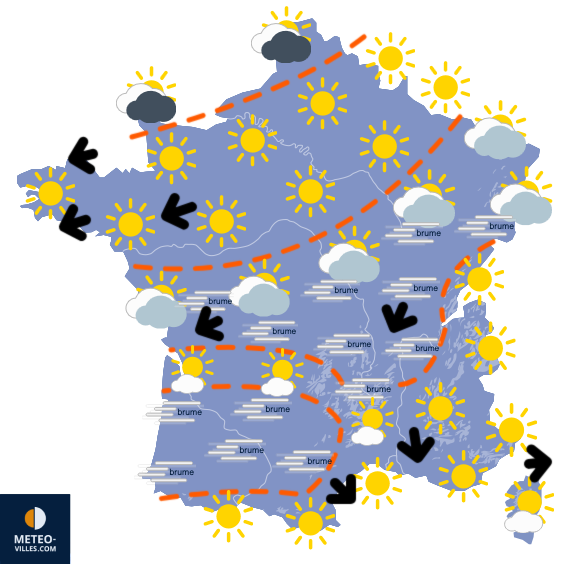 Carte de prévisions du temps du Lundi 29 décembre 2025