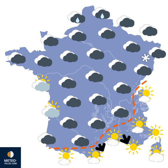 Carte de prévisions du temps du Mercredi 24 décembre 2025