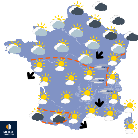 Carte de prévisions du temps du Dimanche 28 décembre 2025