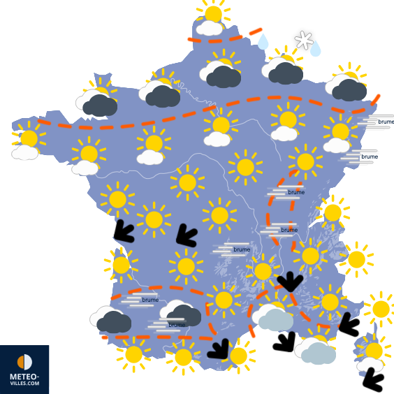 Carte de prévisions du temps du Lundi 29 décembre 2025