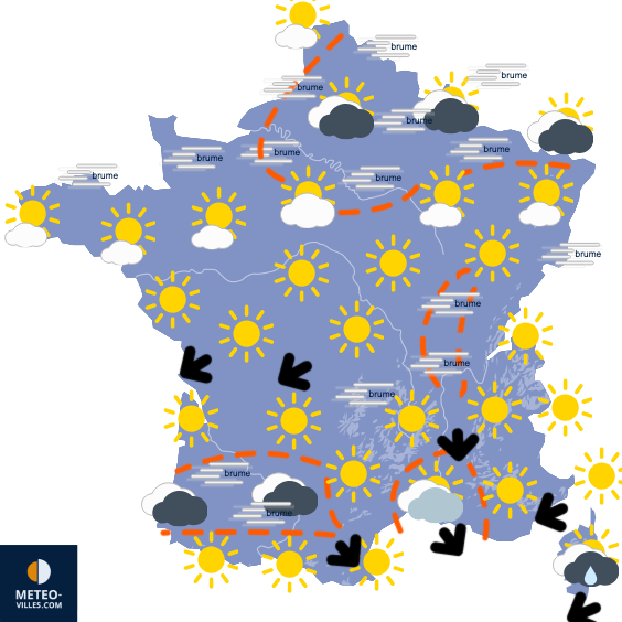 Carte de prévisions du temps du Lundi 29 décembre 2025