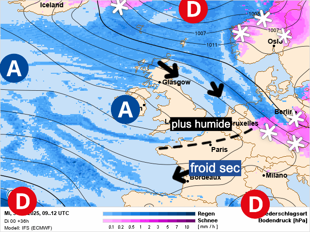 Carte de prévisions d'europe du Mercredi 31 décembre 2025