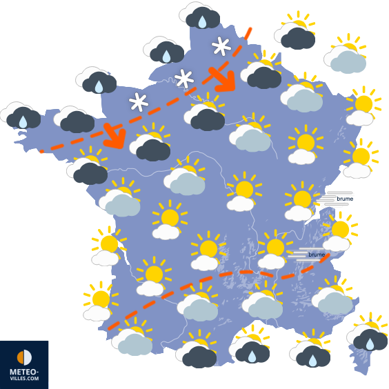 Carte de prévisions du temps du Jeudi 25 décembre 2025