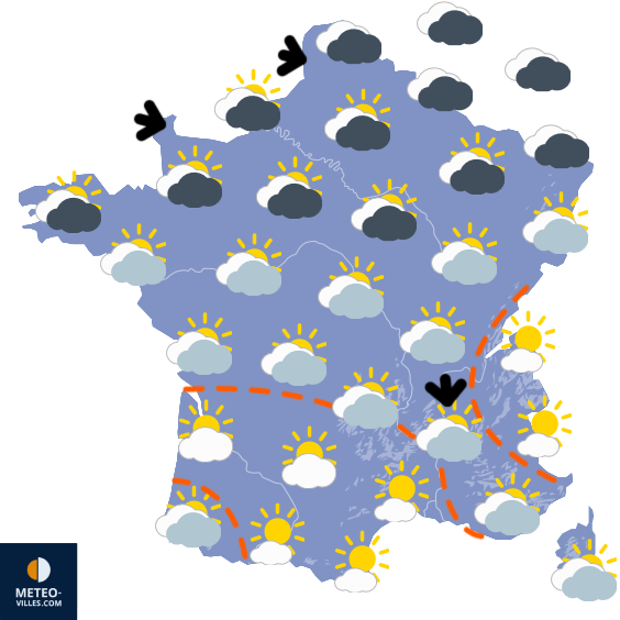 Carte de prévisions du temps du Dimanche 28 décembre 2025