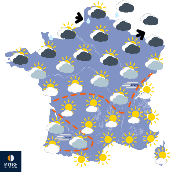 Carte de prévisions du temps du Lundi 29 décembre 2025